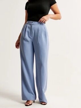 Abercrombie & Fitch High-Waist Wide-Leg Pants in Light Blue